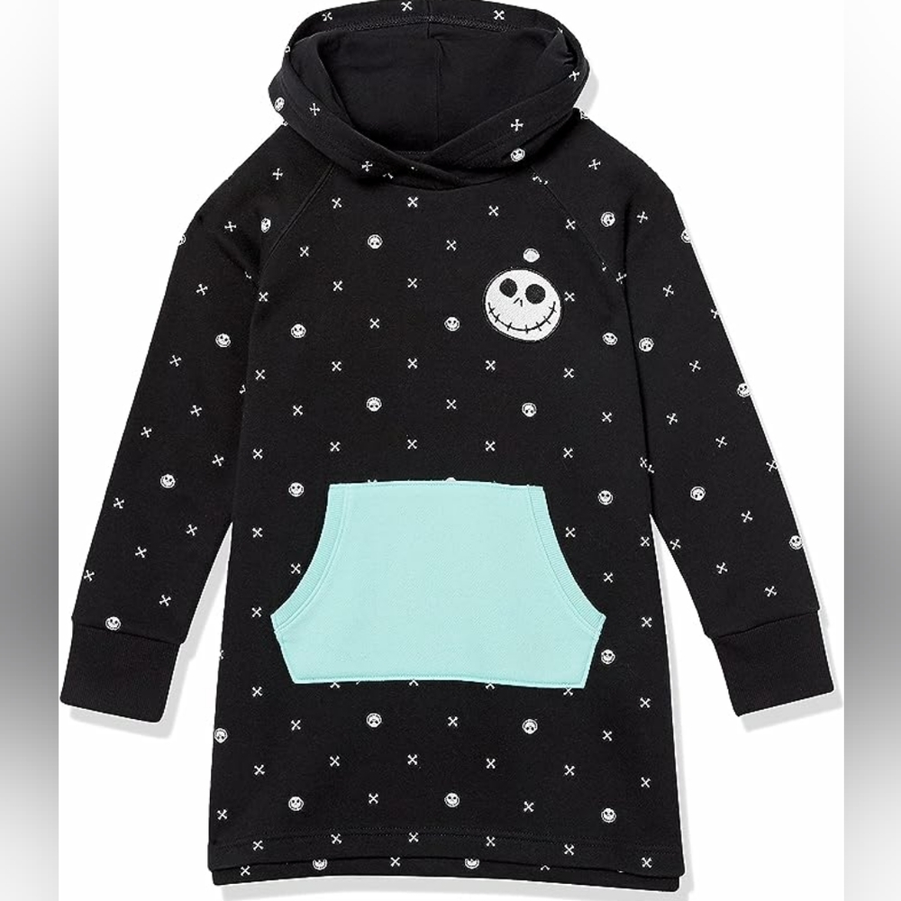 Long-Sleeve Hooded Dresses 3T Black, Nightmare Santa Jack